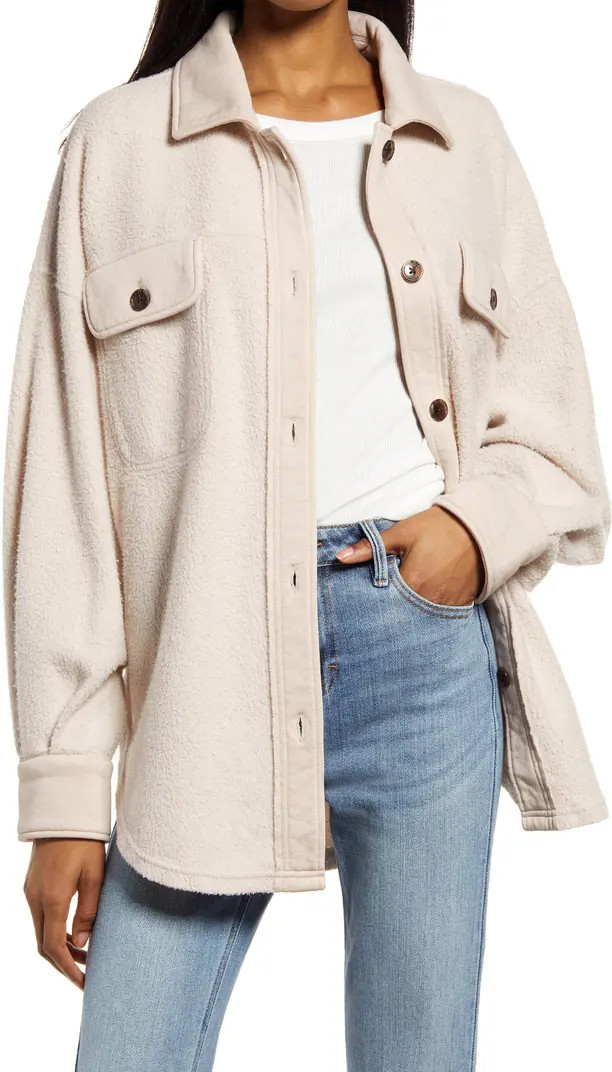 Mixed Media Seam Cotton Blend Shirt Jacket | Nordstrom