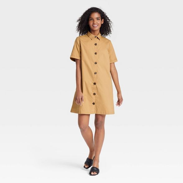 Women's Short Sleeve Button-Down Trapeze Dress - Who What Wear™ | Target