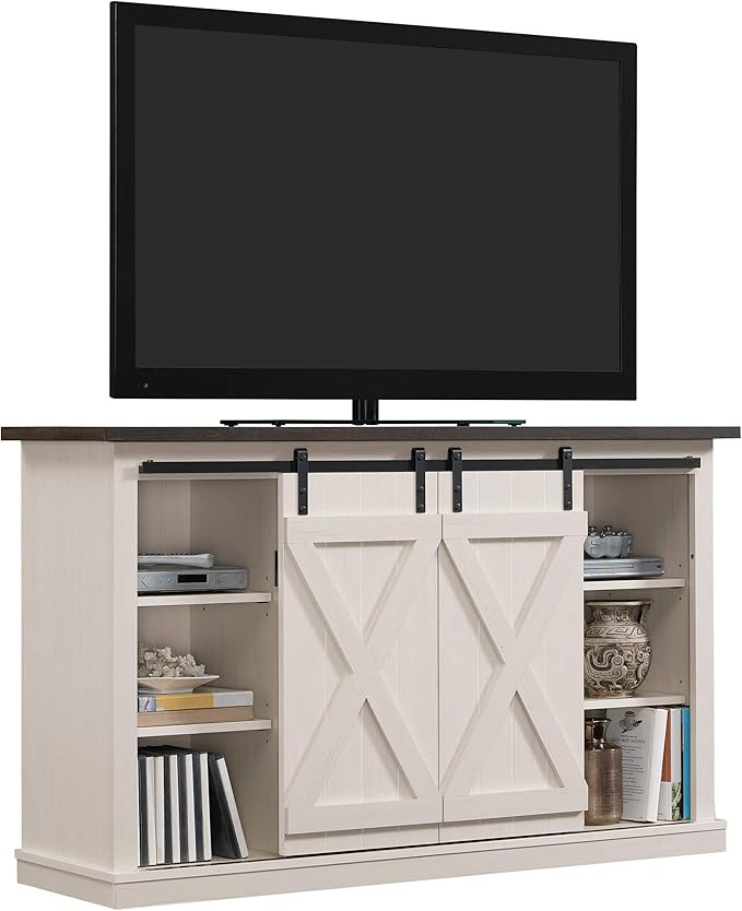 Pamari Wrangler Sliding Barn Door TV Stand, Off-White | Amazon (US)