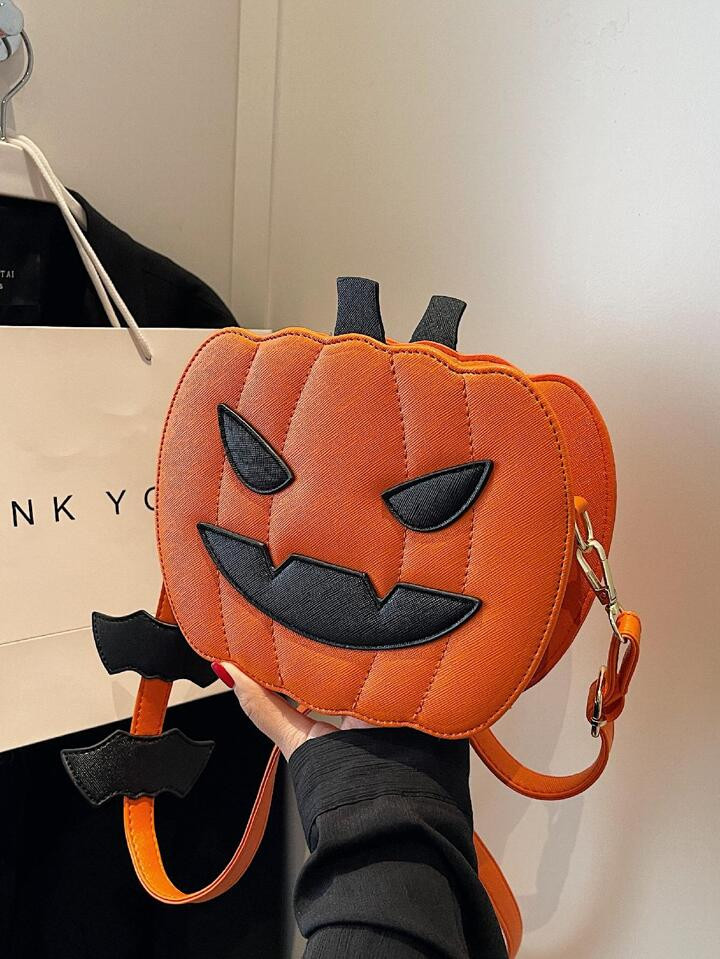 Funky Punk Style Steampunk Gothic Style Pumpkin Pattern Fashionable Crossbody Bag Pumpkin,Pink ,,... | SHEIN