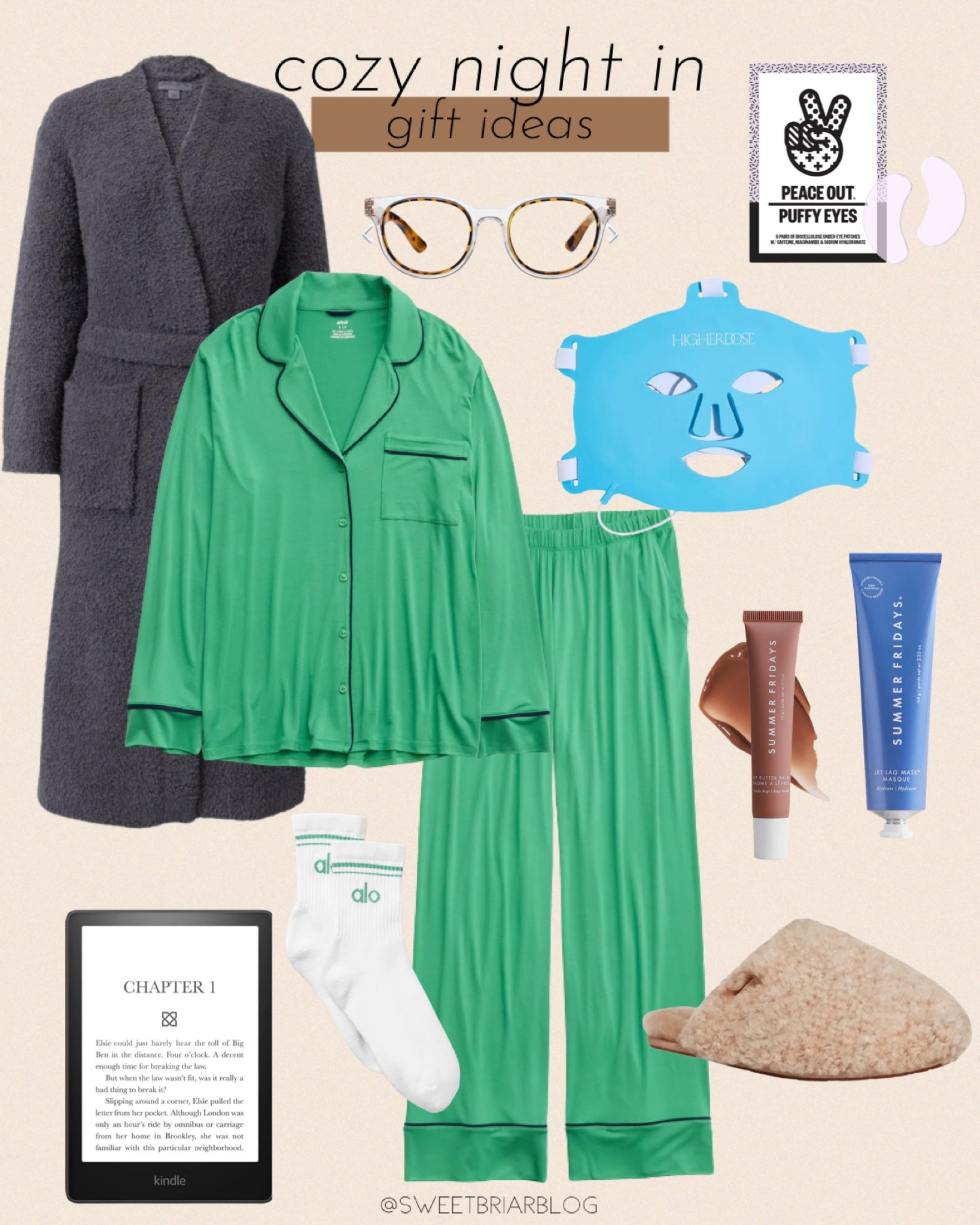 cozy night in // gift ideas for her // pajamas, slippers, beauty gift ideas on sale, red light mask, eye patches, jet lag mask and summer fridays lip balm, kindle and blue light glasses Sale

#LTKHolidaySale #LTKGiftGuide #LTKHoliday