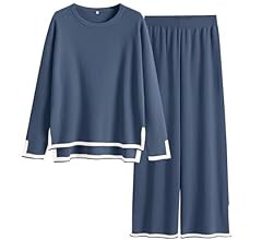 ANRABESS Women's 2 Piece Outfits Long Sleeve Knit Sweater Top Wide Leg Pants Casual Lounge Sets T... | Amazon (US)