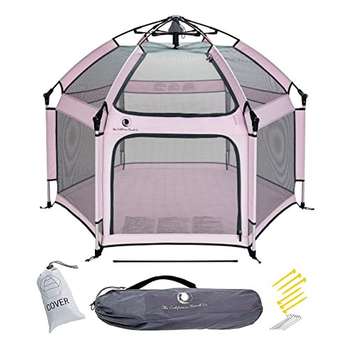 POP 'N GO Baby Playpen - Indoor & Outdoor Playpen for Babies and Toddlers - Baby Beach Tent, Foldable, Portable W/Canopy, Travel Bag, & Mosquito Net - Pop Up Pack and Play Tent (Soft Pink) | Amazon (US)
