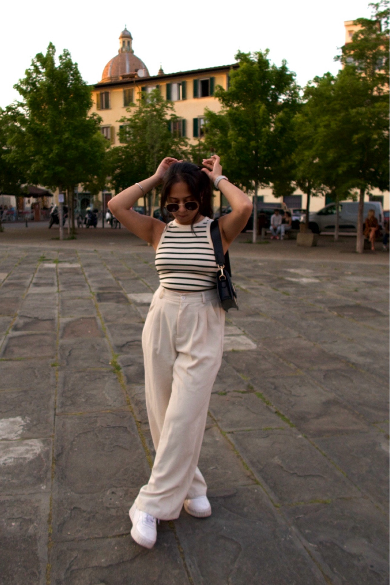 H&M Tank: Small
Amazon Trousers: Small (Short length — THE best for petite gals and no hemming needed) 
Puma Sneakers: 7.5 (sized up for a roomier fit, platform gives a boost and super comfy to walk in)
Amazon bag: super classy and goes with everything!
Sojos sunnies are my go-to always! 

#LTKSaleAlert #LTKFindsUnder50 #LTKTravel