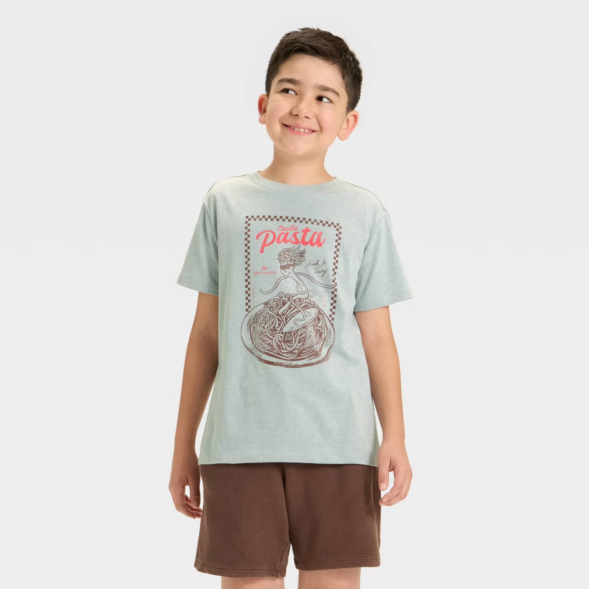 Boys' Short Sleeve Pasta Graphic T-Shirt - Cat & Jack™ Gray | Target