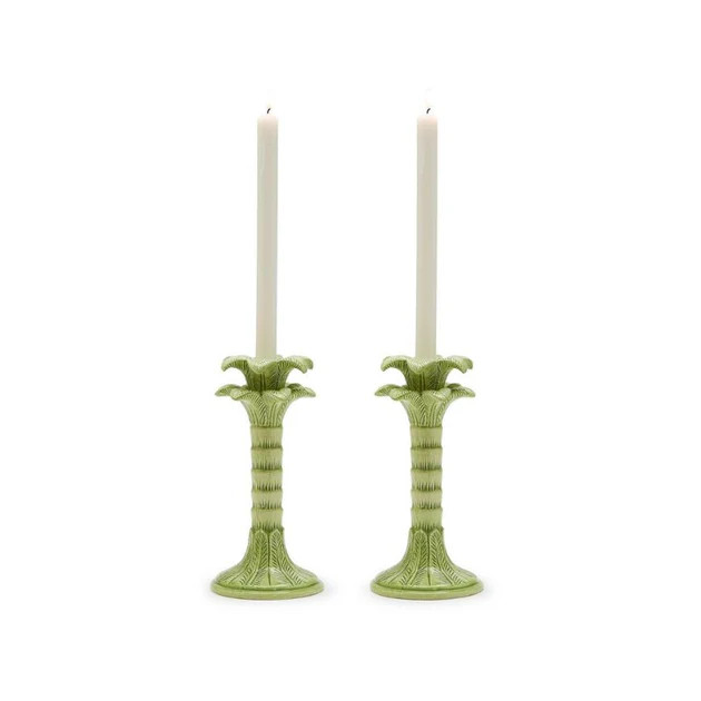 Colony Palm Taper Holder Set - Green | Cailini Coastal