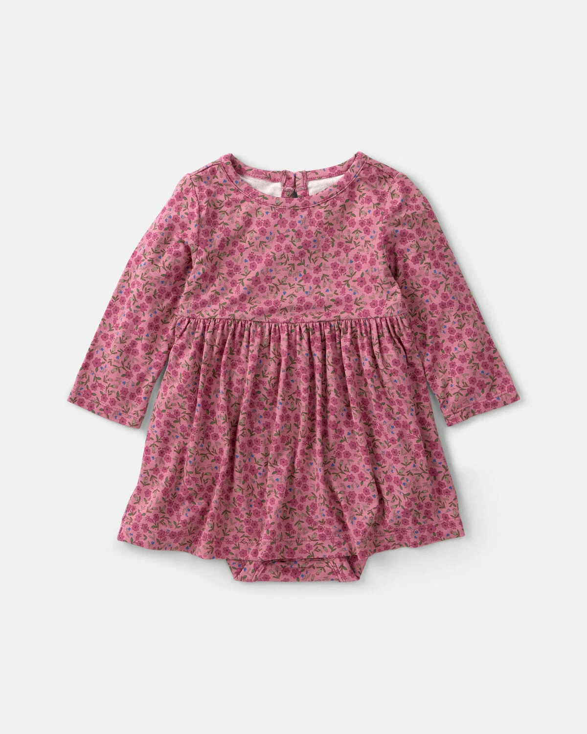 Baby Girl Floral PurelySoft™ Long-Sleeve Bodysuit Dress - Pink | Carter's Inc