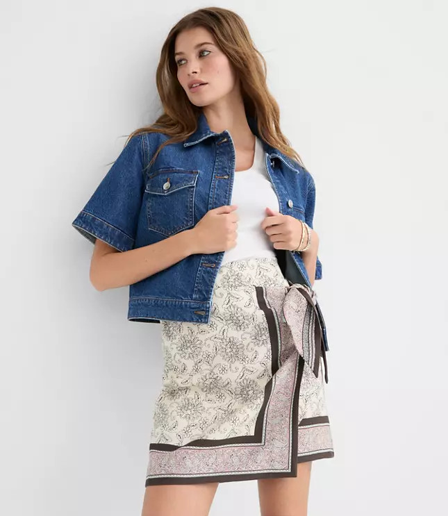Patchwork Mini Wrap Skirt | LOFT