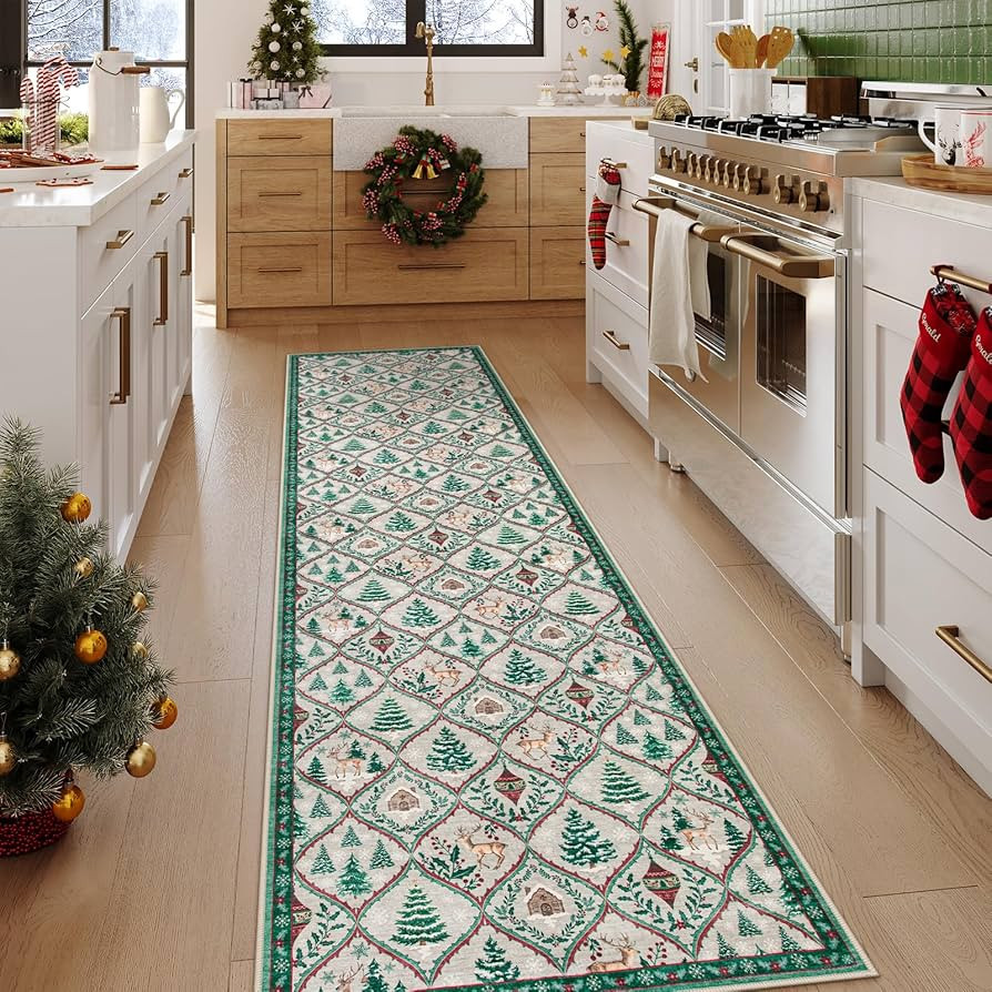 Lahome Christmas Kitchen Runner Rug, Print Reindeer Carpet Runners for Hallway 8ft Non Slip Washa... | Amazon (US)
