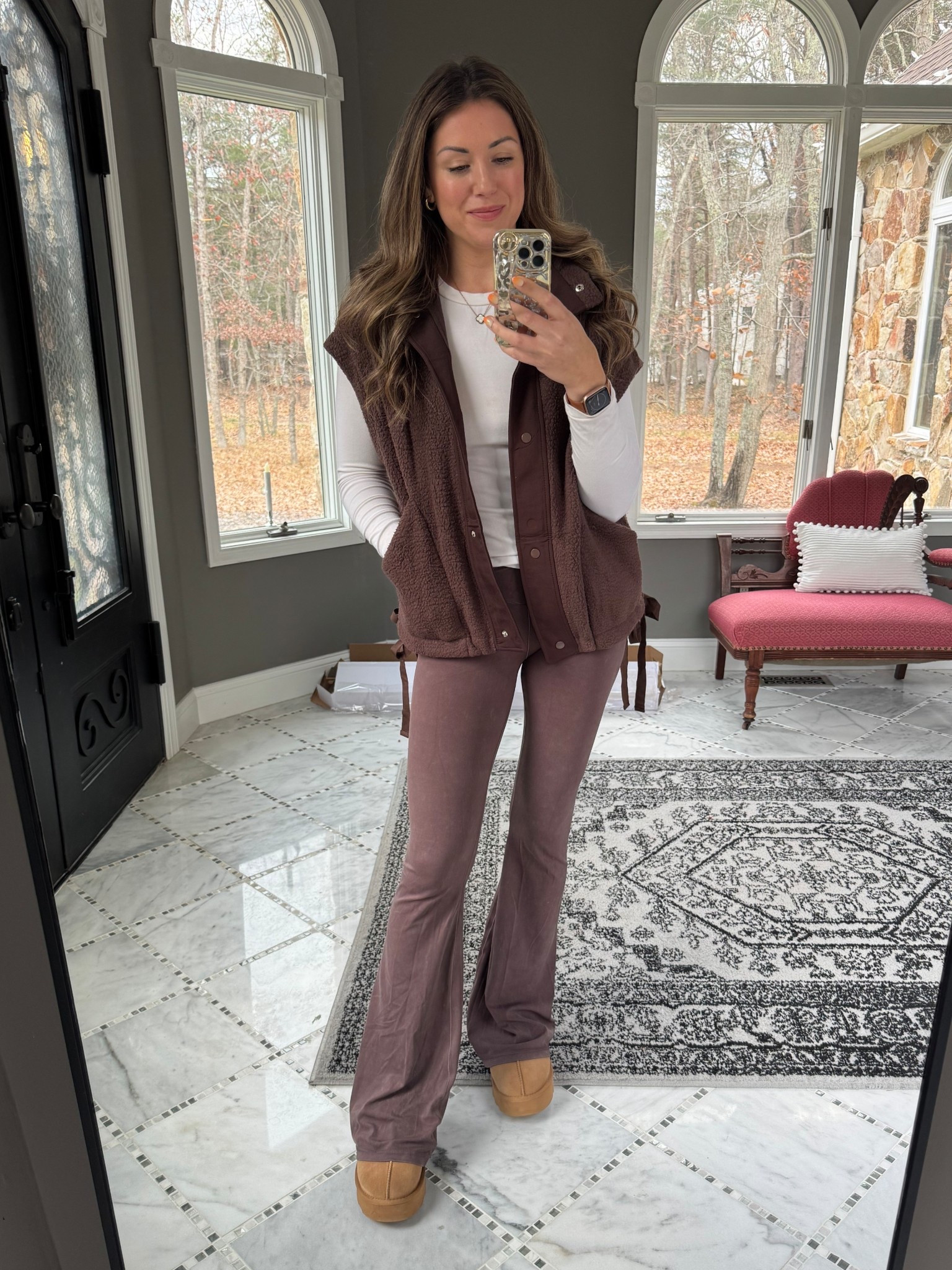 Always comfy, but make it cute 🫶🏼

Top - white M
pants - coffee M 34 inseam 👏🏼
vest - brown M

Comfy outfit, mom outfit, SAHM outfit, comfy mom outfit, oversized vest, trendy outfits, trendy fall looks, cute but comfy outfit, neutral style, neutral aesthetic, flare leggings, yoga pants, long inseam leggings, 34 inseam leggings, ugg look alike, Tasman slippers, wardrobe basics, brown vest, Sherpa vest, gift ideas for her, fall style, fall fashion, November style, everyday looks, everyday style, running errands, school drop off, white long sleeve top, basic long sleeve top, white layering top 





#LTKmomlife #LTKGiftGuide #LTKTall