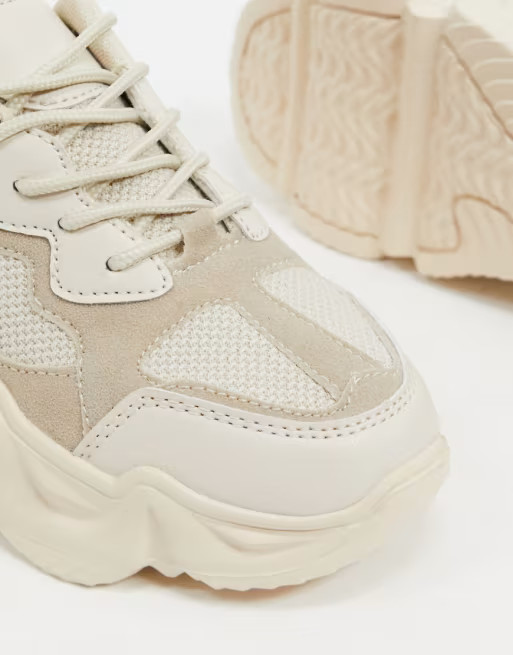 Truffle Collection chunky trainers with exaggerated sole in beige | ASOS (Global)
