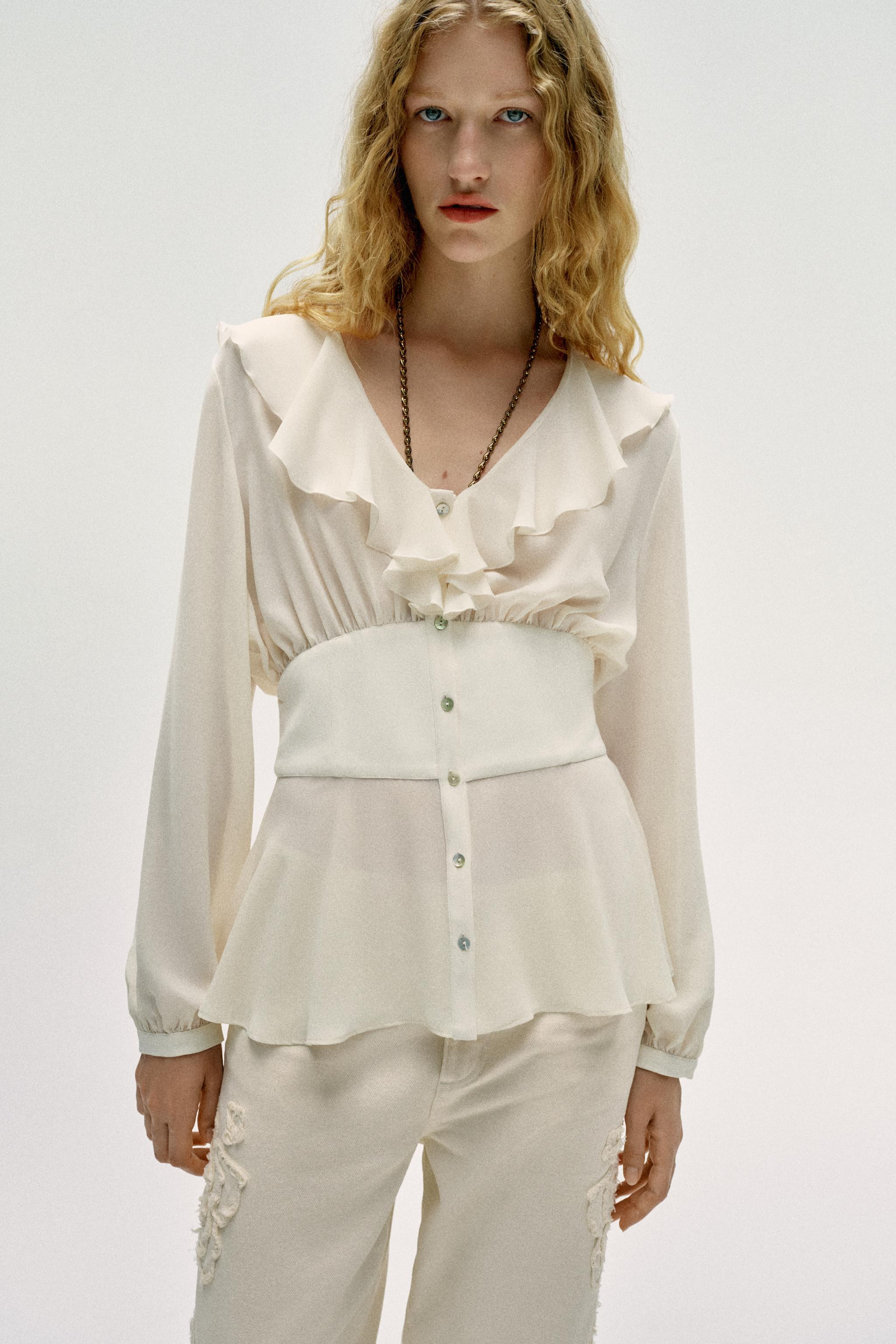 RUFFLED FITTED-WAIST SHIRT | Zara US