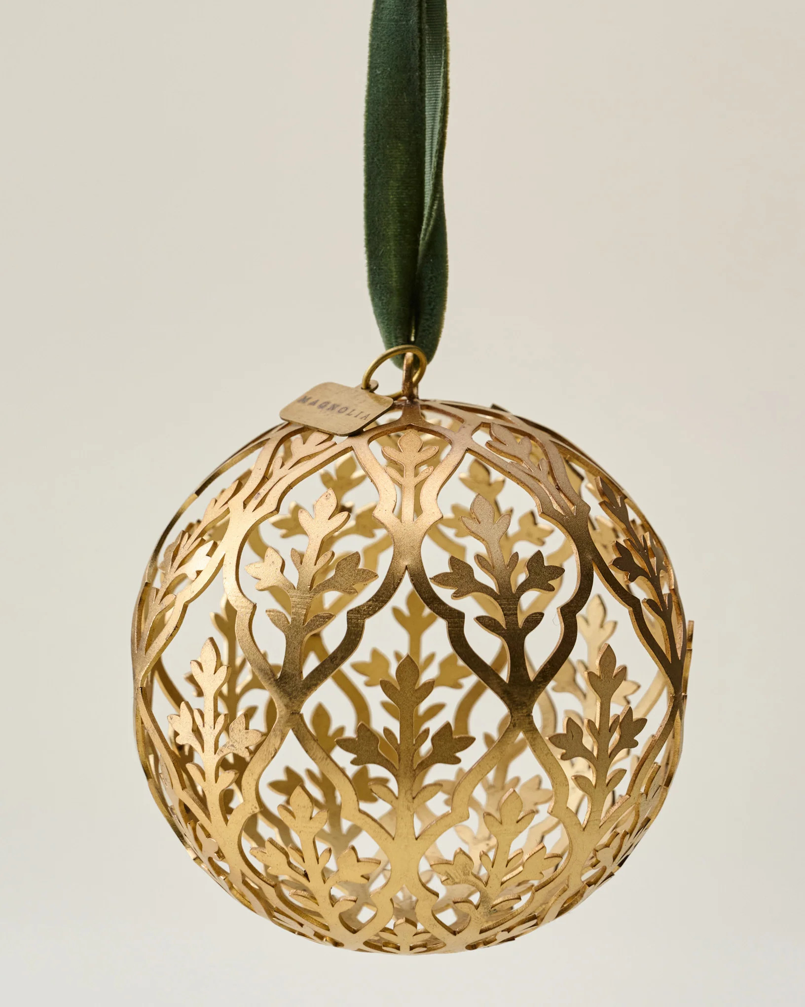 Antique Brass Floral Lattice Ornament | Magnolia