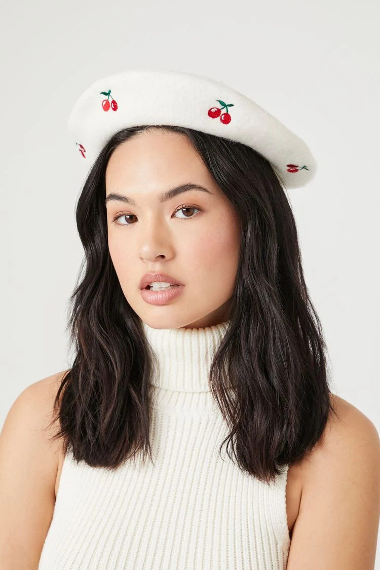 Embroidered Cherry Beret | Forever 21 (US)