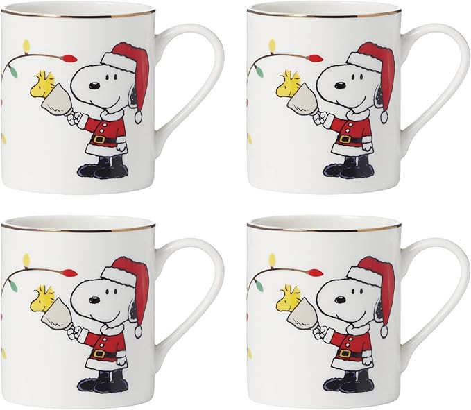 Lenox Snoopy Christmas Mugs, Set of 4, 4 Count, Multi | Amazon (US)