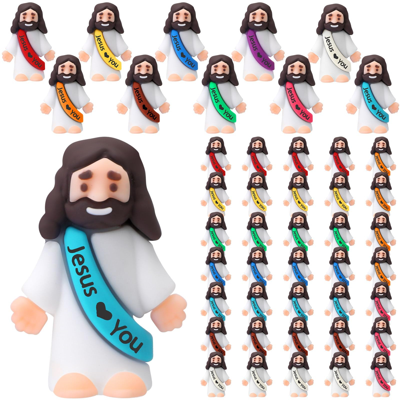 Bememo 50 Pcs Mini Jesus Figures Jesus Loves You Christ Toys Little Christ Figures to Hide and Se... | Amazon (US)