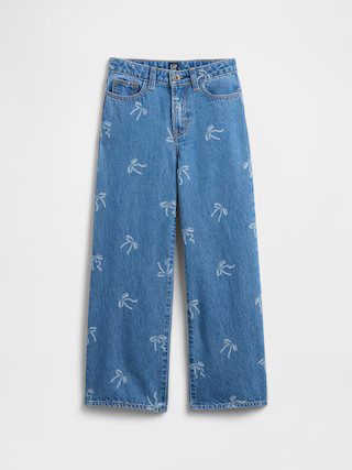 Kids High Rise Print Wide-Leg Ankle Jeans | Gap Factory