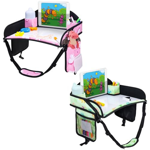 WENRENER Kids Travel Tray for Toddler Car Seat, Road Trip Activities for Kids with iPad Holder Stand & Dry Erase Board, Road Trip Essentials Accessories Lap Tray as Travel Gifts for Kid, 2PC | Amazon (US)