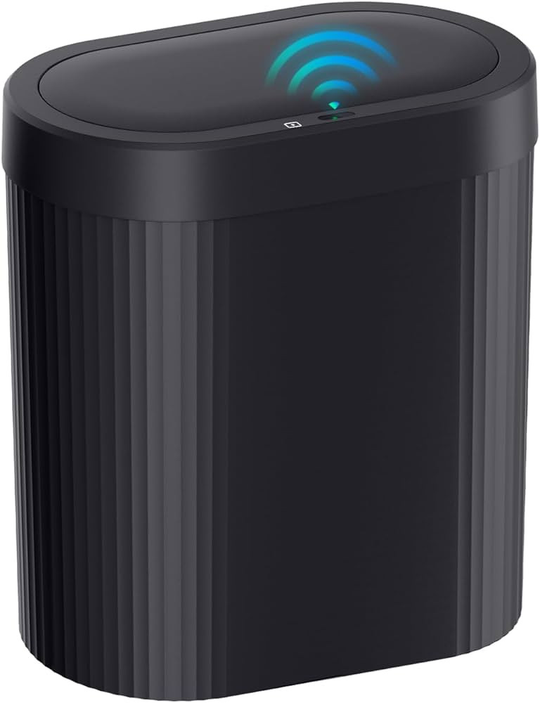jinligogo 5 Gallon Bathroom Trash Can with Lid, Automatic Motion Sensor Black Trash Can, Touchles... | Amazon (US)