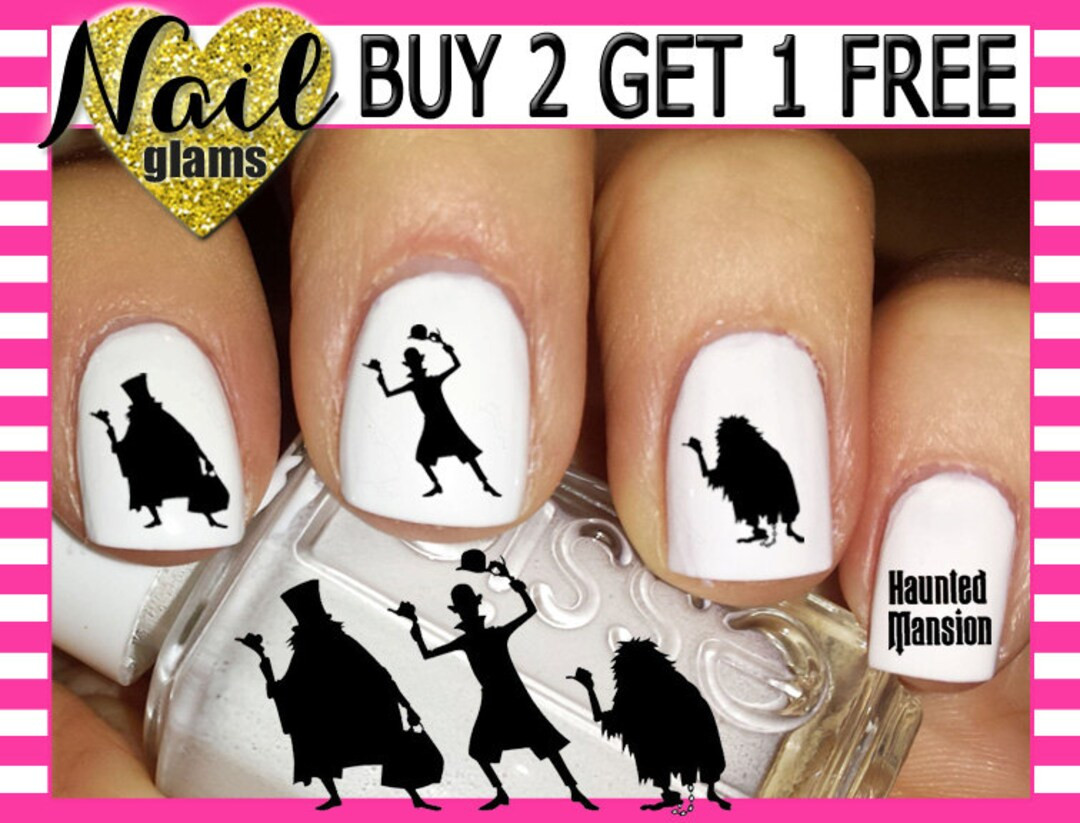 60 Nail Wraps Decals - Haunted Mansion - Hitchhiking Ghosts - Halloween Mouse - Nail Art Watersli... | Etsy (US)