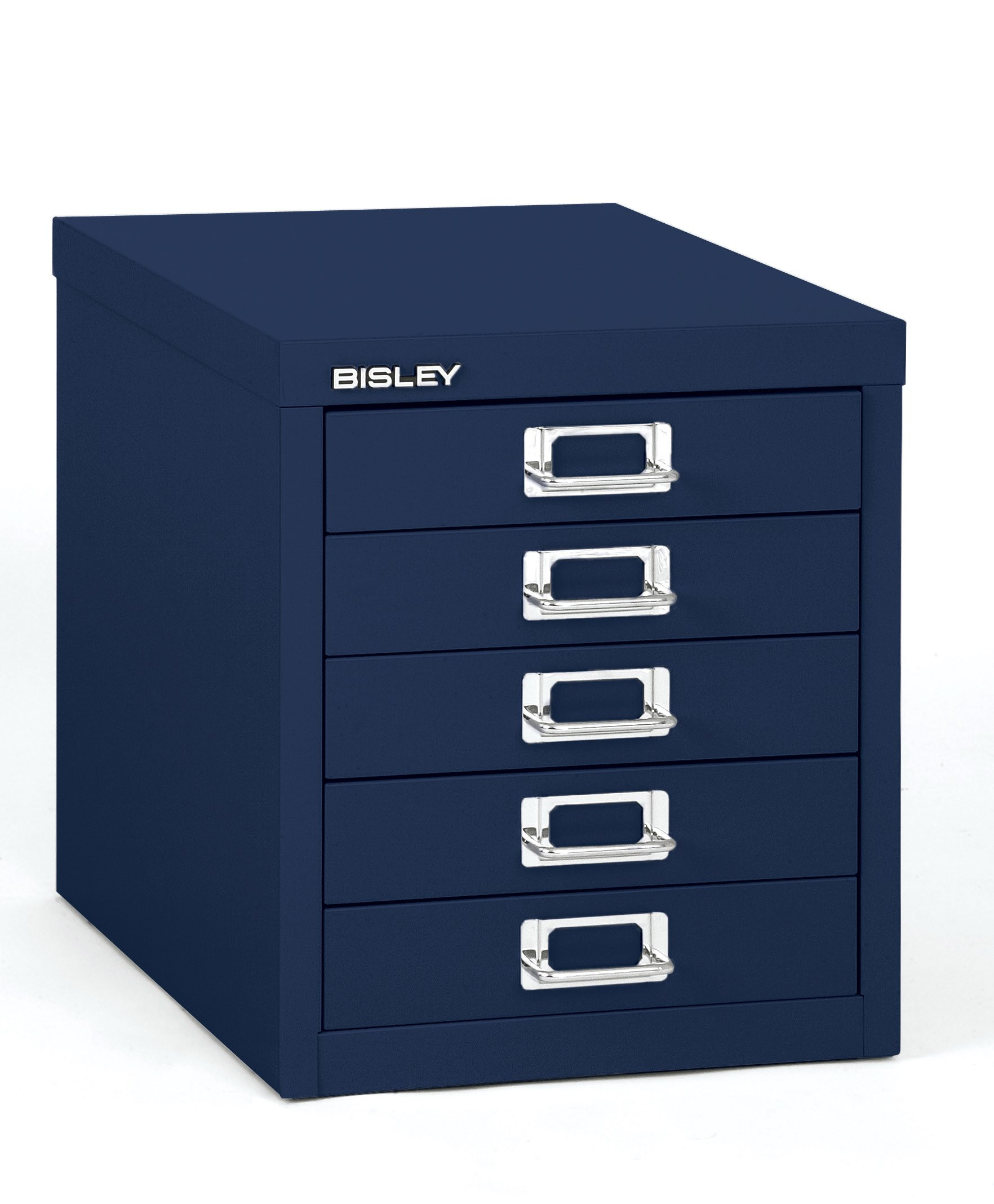 Bisley 5-Drawer Steel MultiDrawer Cabinet - Oxford Blue, Chrome Pull Handles with Label Holders, ... | Amazon (US)