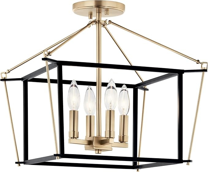 KICHLER Eisley 4-Light Semi Flush Mount in Champagne Bronze and Black, Sloped Ceiling Compatible,... | Amazon (US)