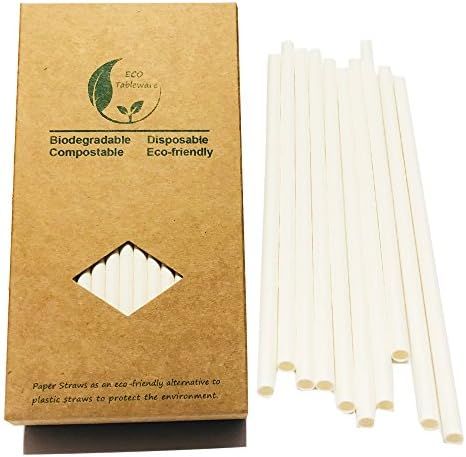 Pure White Lilied Drinking Straw, Plain Kraft Biodegradable Paper Straw, Virtuous Color Perfect f... | Amazon (US)