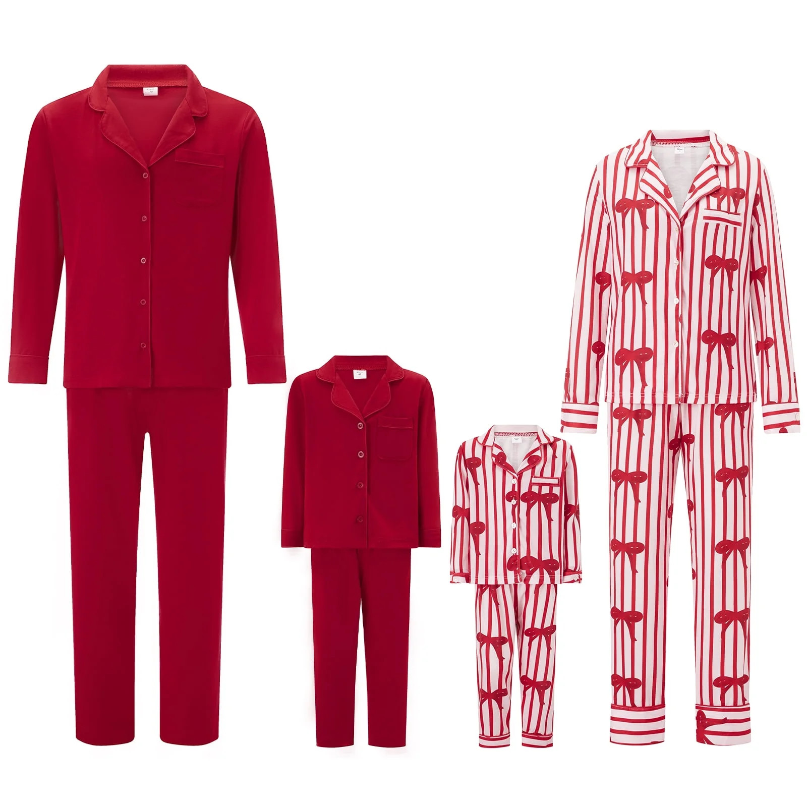 Matching Family Christmas Pajama Sets Valentine's Day Pajama Set Outfit 2-Piece Bow Striped Loung... | Walmart (US)