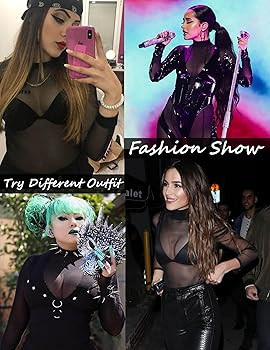 Avidlove Mesh Top Mesh Top for Women Long Sleeve Mock Neck S-XXL | Amazon (US)