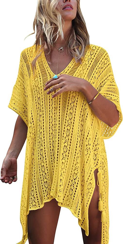 Wander Agio Beach Swimsuit for Women Sleeve Coverups Bikini Cover Up Net | Amazon (US)