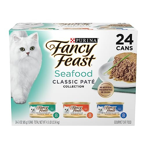 Purina Fancy Feast Seafood Classic Pate Collection Grain Free Wet Cat Food Variety Pack - (Pack of 24) 3 oz. Cans | Amazon (US)