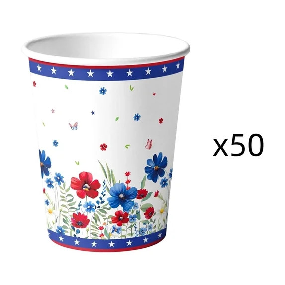 Memorial Day Flower Plastic Cups Patriotic Party Decor Disposable Tableware for Wine Cold Drink I... | Walmart (US)