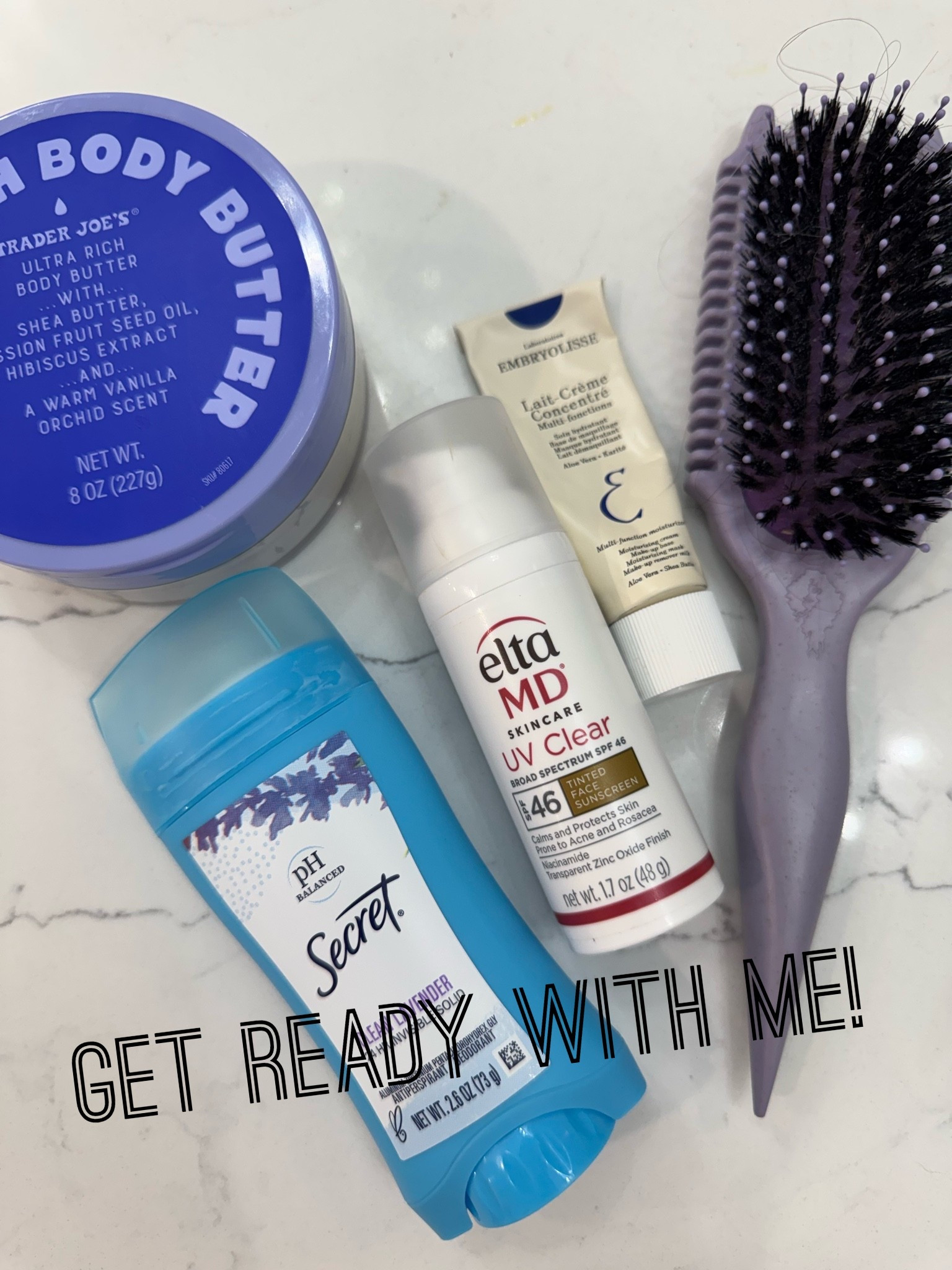 Summer get ready with me! TJ body butter, Secret is what works for me, face lotion from France, Elta MD tinted sunscreen moisturizer, Bounce Curl curly hair brush (plus gel!)

#LTKdayinmylife #LTKgrwm #LTKOver40