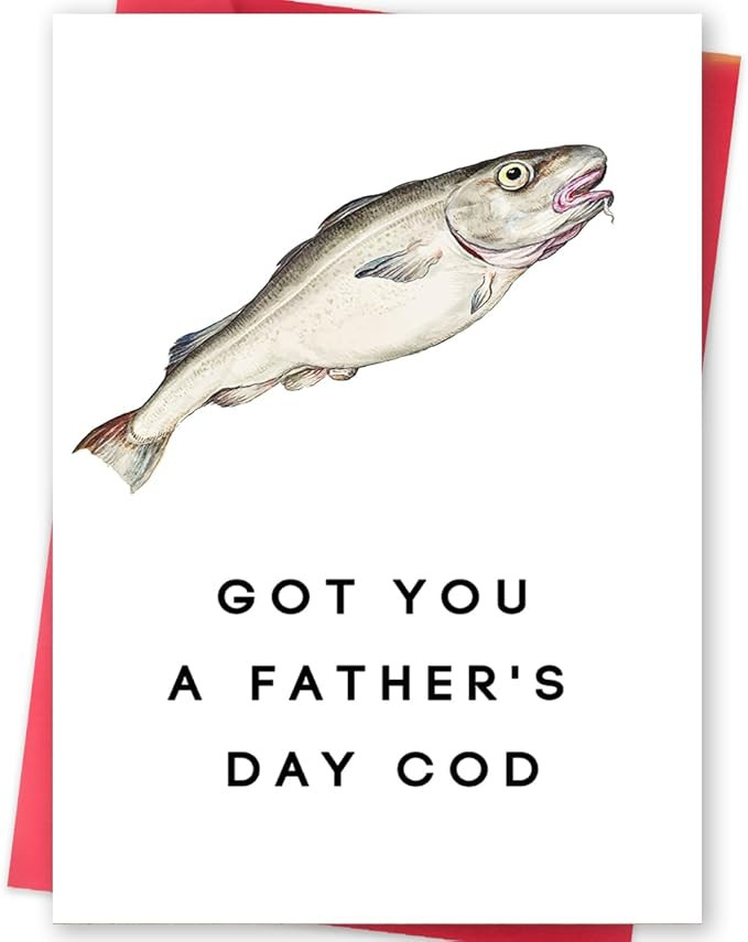 Fishing Father's Day Card For Dad, Got You A Father's Day Cod, Funny Father's Day Card, Father's ... | Amazon (US)