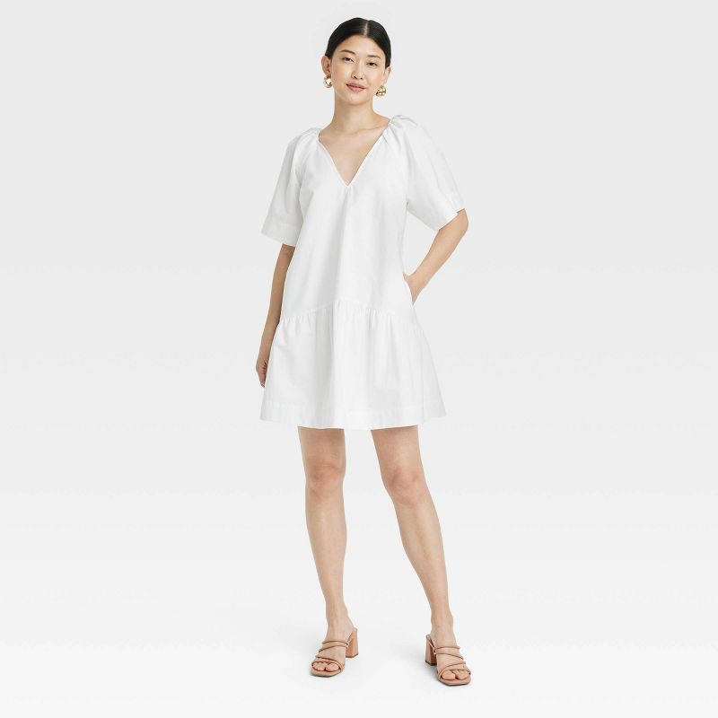 Women's Flutter Short Sleeve Mini Poplin Dress - A New Day™ | Target