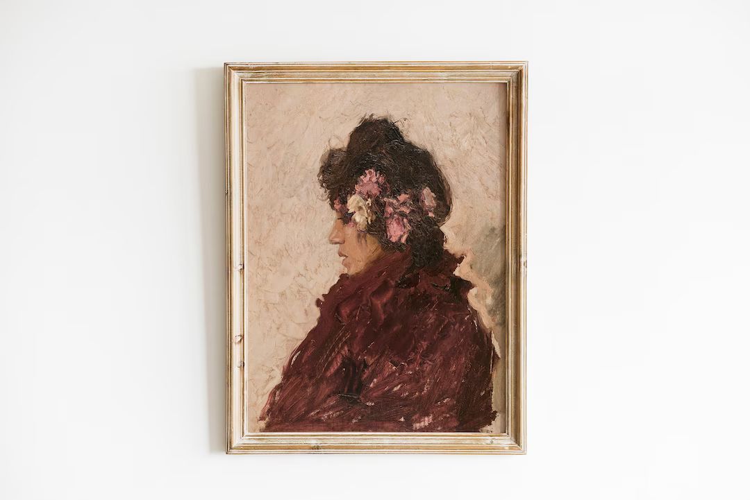Vintage Woman Portrait Downloadable Print French Art Print Antique Wall Decor Side Profile Female... | Etsy (US)