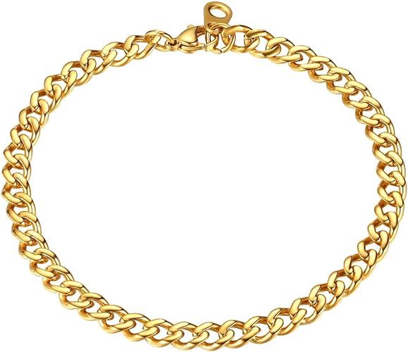 FindChic Curb Chain Bracelet for Men or Women 18K Gold Plated/Stainless Steel/Black Chunky Wrist ... | Amazon (US)