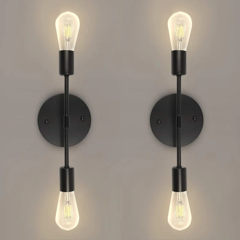 Tiffannie Modern Industrial Iron Armed Wall Sconce (Set of 2) | Wayfair North America