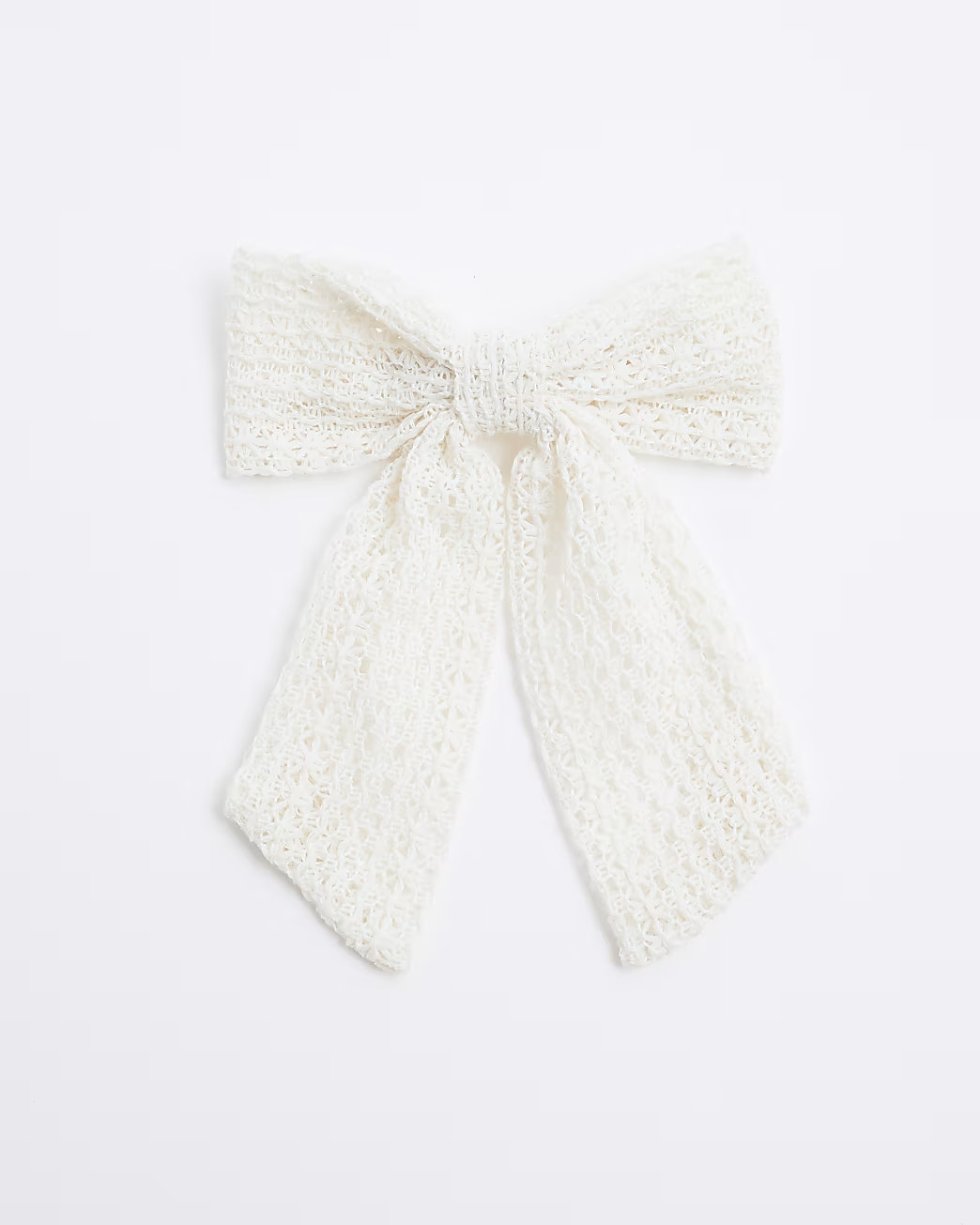 Cream Crochet Bow Hair Clip | River Island UK & IE