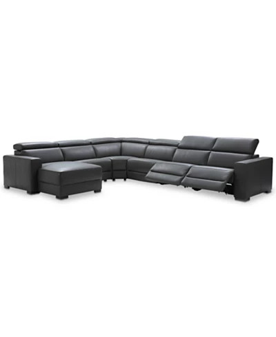 Nevio 5-pc Leather Sectional, 2 Power Recliners, Created for Macy's | Macys (US)