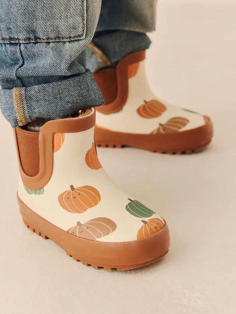 Buy Neutral Pumpkin Halloween Warm Lined Ankle Wellies from Next USA | Next US