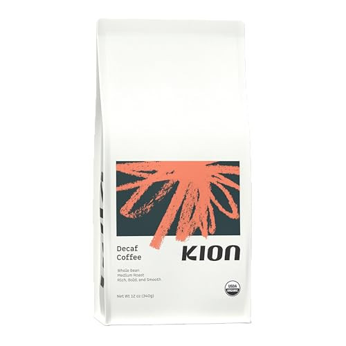 Kion Organic Decaf Whole Bean Coffee, Tested for Toxins, Ethically Sourced, Rich, Bold, and Smooth, Medium Roast 12 Oz (1 Pack) | Amazon (US)
