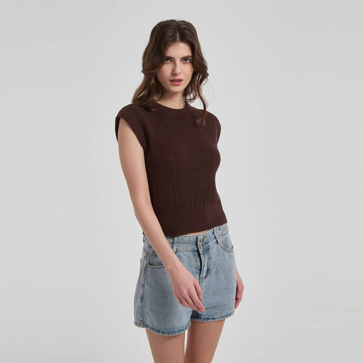 Women's Open Stitch Vest - Universal Thread™ Brown S | Target