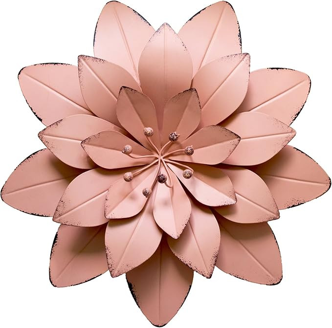 GIFTME 5 Dusty Light Pink Floral Metal Wall Art Decor(11.5x2 inch，1pc) | Amazon (US)