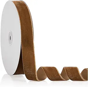 Dark Khaki Velvet Ribbon 1 inch x 20 Yards, Christmas Ribbon Perfect for Christmas Tree Wreath Fl... | Amazon (US)
