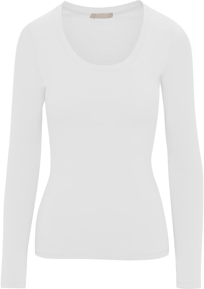 Women's Long Sleeve Stretch Cotton Slim Fit Lightweight Basic T-Shirt | Amazon (US)