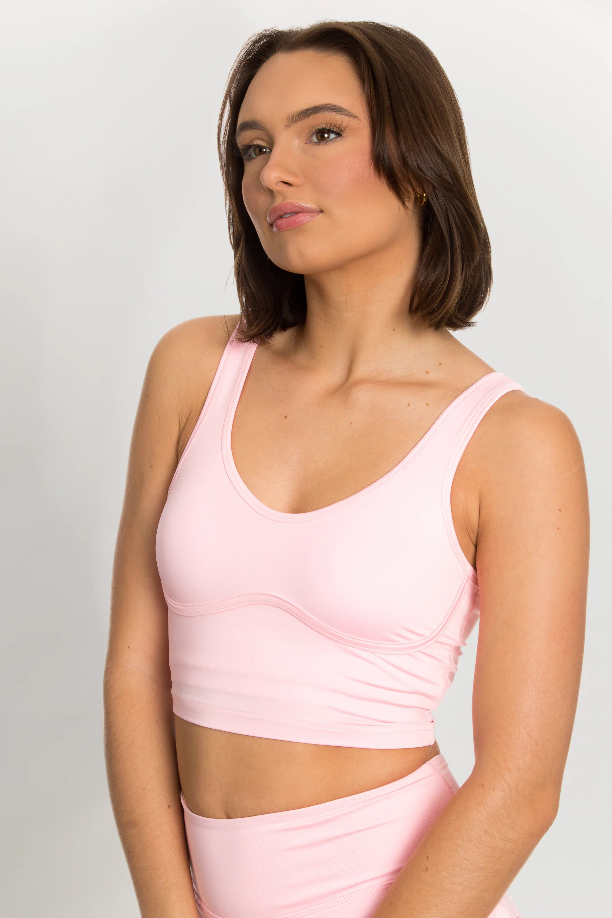 Baby Pink Lined Crop Bra Top | Gold Hinge