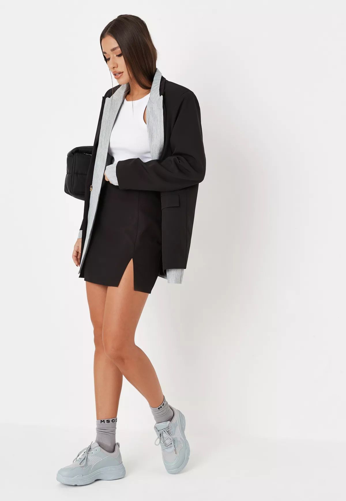 Missguided - Black Tailored Double Split Mini Skirt | Missguided (US & CA)