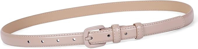Women Skinny Leather Belt Thin Waist Jeans Belt for Pants in Pin Buckle Belt by WHIPPY | Amazon (US)