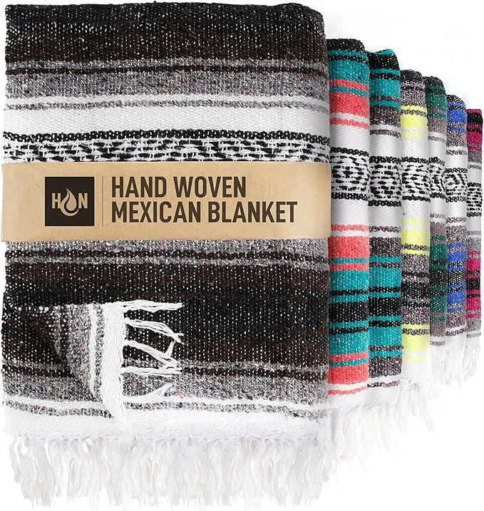 Authentic Extra Large Mexican Blanket (71"x47") - Handwoven Yoga Blanket, Serape Blanket - Artisa... | Amazon (US)